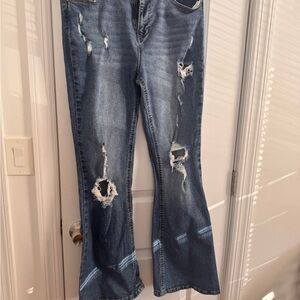 Distressed Blue Jeans